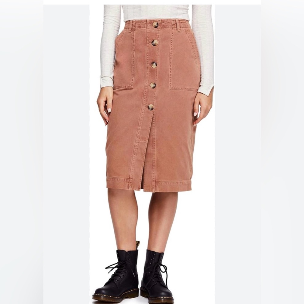 NWT Free People Button-Front Skirt 8